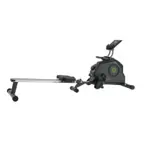 Grå Tunturi Cardio Fit R30 romaskin med grønne detaljer, dreieknapp, skjerm og aluminiumsskinne