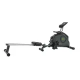 Grå Tunturi Cardio Fit R30 romaskin med grønne detaljer, dreieknapp, skjerm og aluminiumsskinne